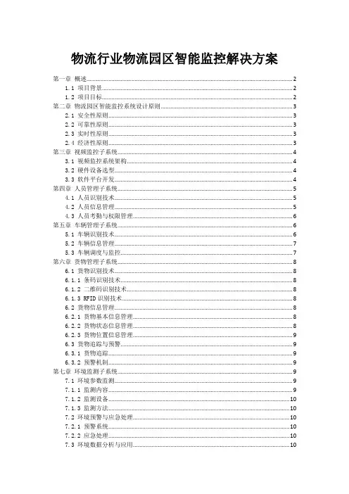 物流行业物流园区智能监控解决方案
