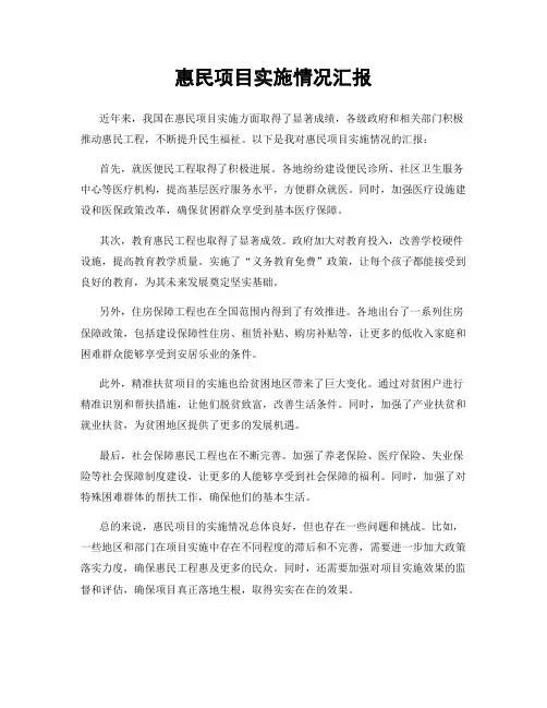 惠民项目实施情况汇报