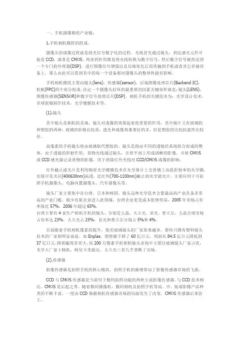 手机摄像头模组市场调研与分析