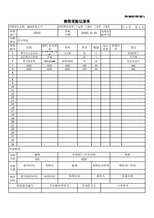 采购申请表