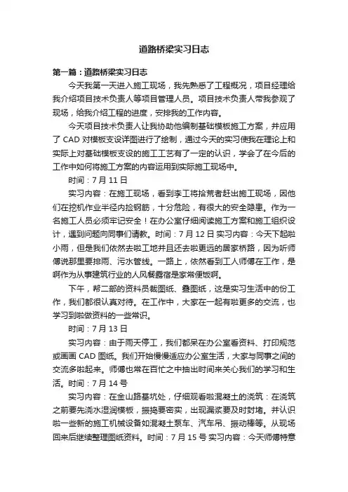 道路桥梁实习日志