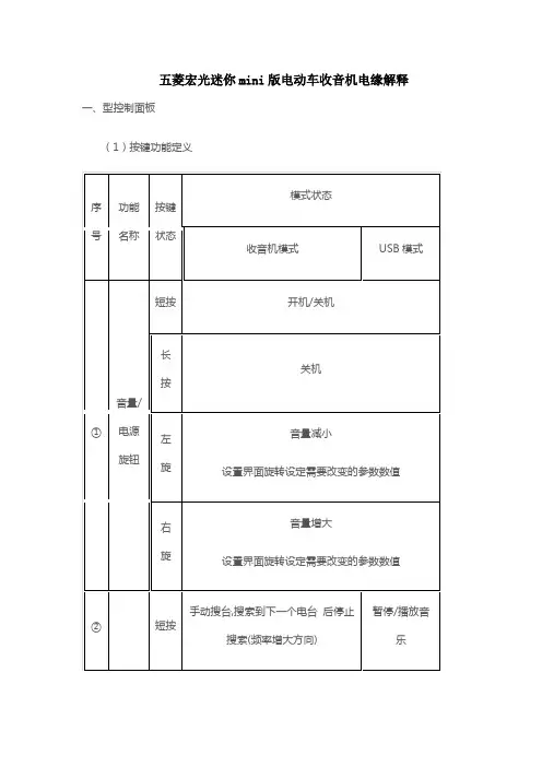 五菱宏光迷你mini版电动车收音机电缘解释