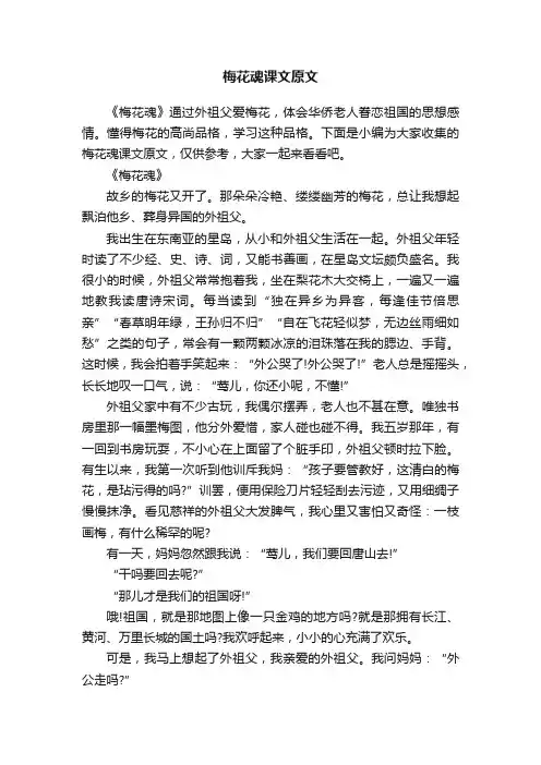 梅花魂课文原文
