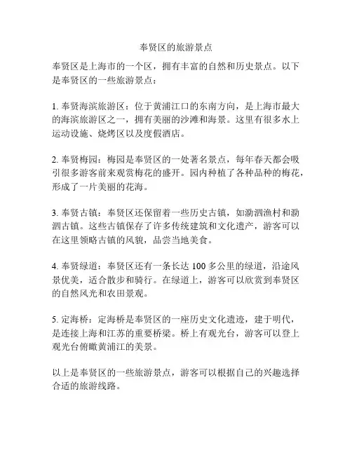 奉贤区的旅游景点