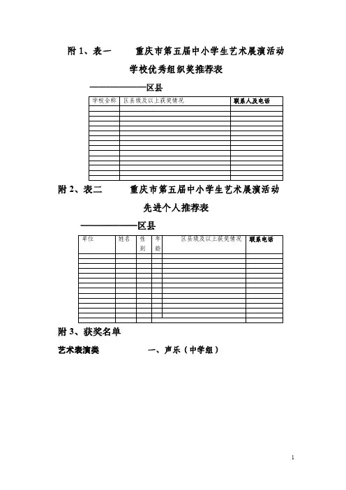 重庆市第五届中小学生艺术展演活动