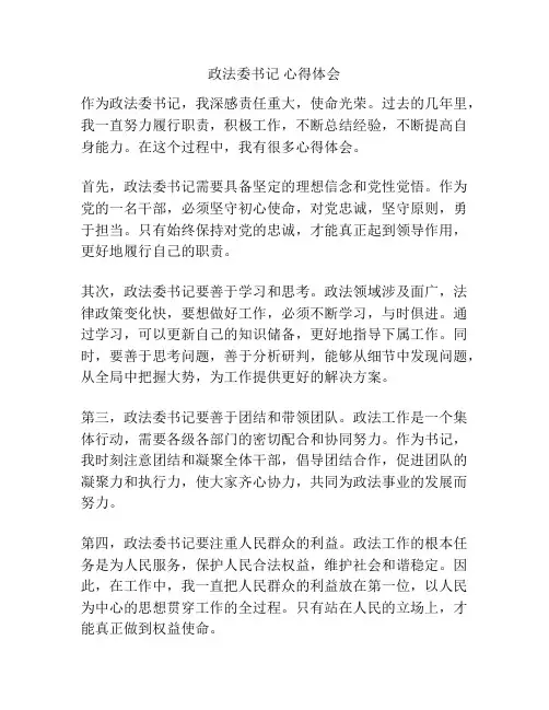 政法委书记 心得体会