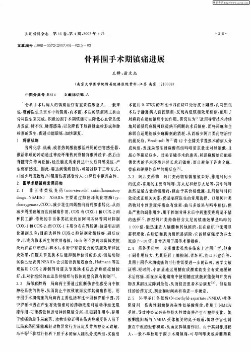 骨科围手术期镇痛进展
