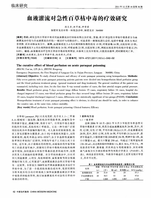血液灌流对急性百草枯中毒的疗效研究