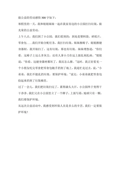 做公益的劳动感悟300字