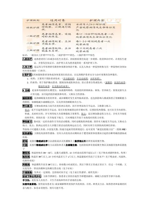 基础护理学上册重点