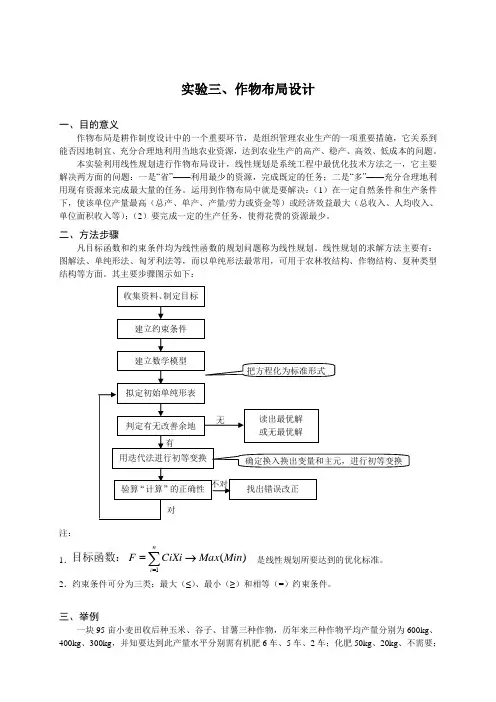 实验三、作物布局设计