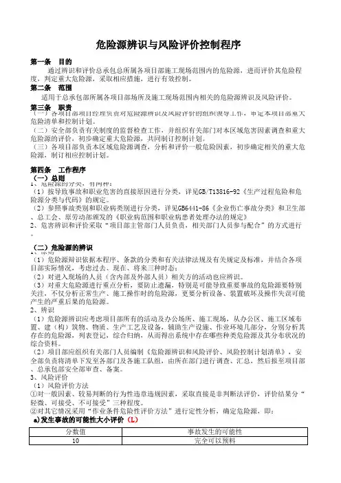 危险源辨识、风险评价表及重要危险源清单(包括程序文件)