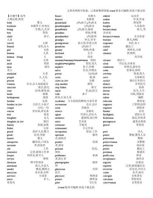 【高考】2020高考英语单词3500分类记忆
