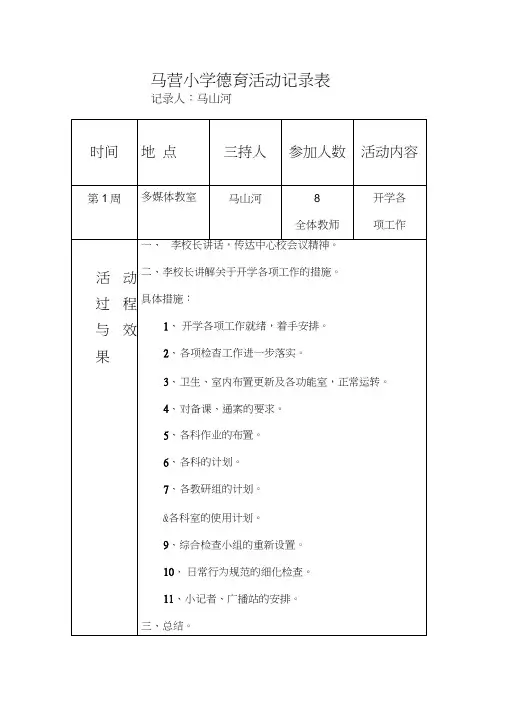 maying小学德育活动记录表