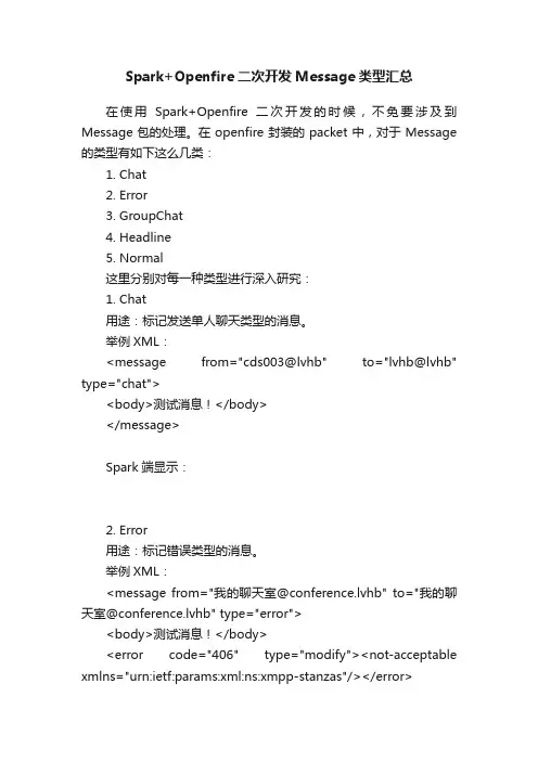 Spark+Openfire二次开发Message类型汇总