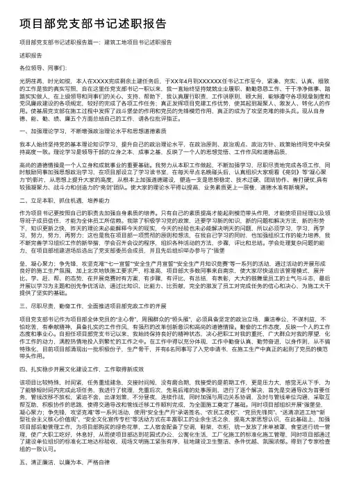 项目部党支部书记述职报告
