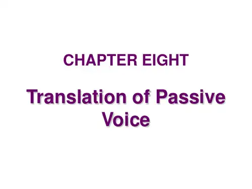 Chapter 8 语态转换译法