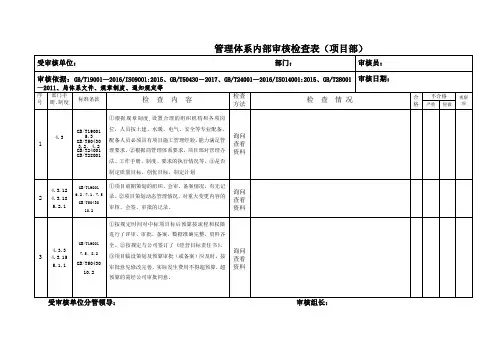内审检查表-项目部-建筑管理部
