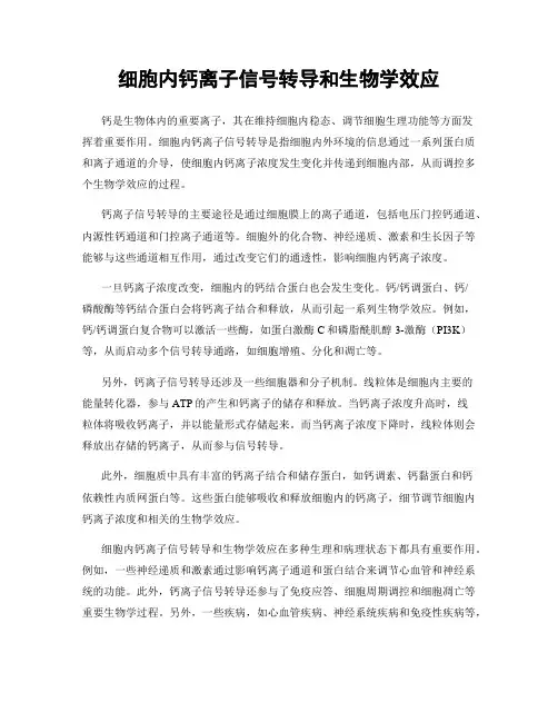 细胞内钙离子信号转导和生物学效应
