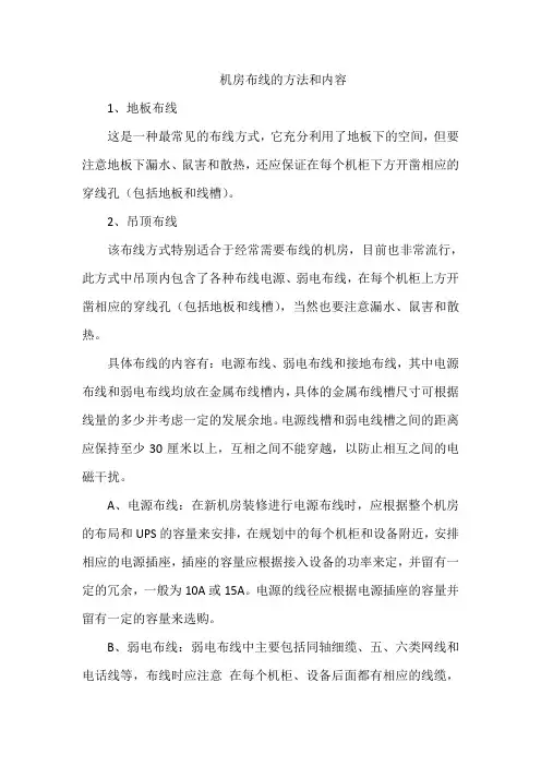机房布线的方法和内容