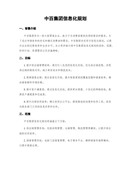 中百集团信息化规划