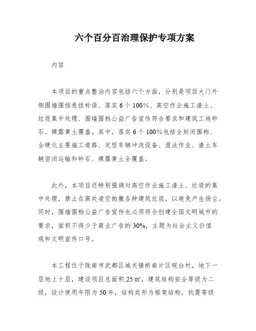 六个百分百治理保护专项方案