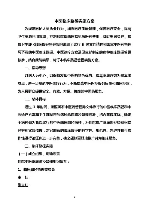 中医临床路径实施方案20930