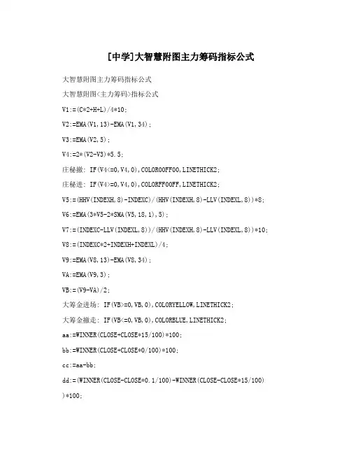 [中学]大智慧附图主力筹码指标公式
