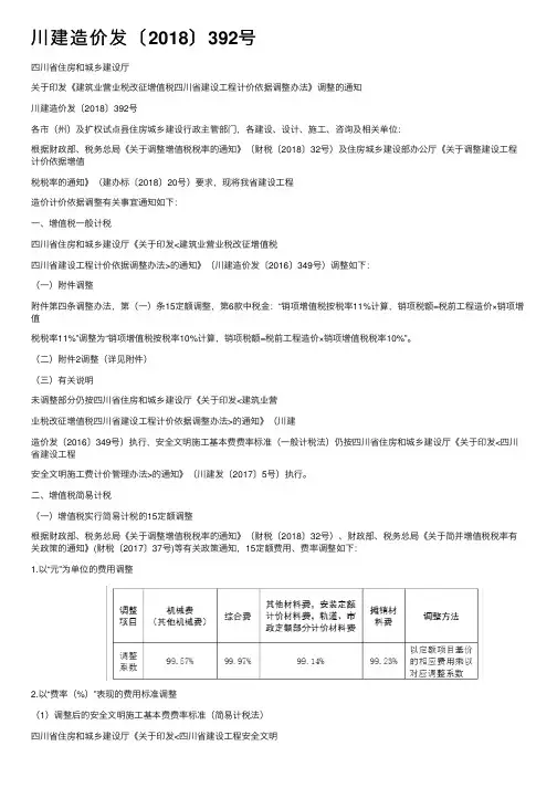 川建造价发〔2018〕392号