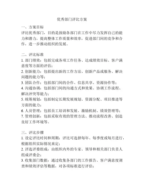 优秀部门评比方案