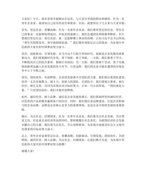 青年企业家精彩发言稿范文