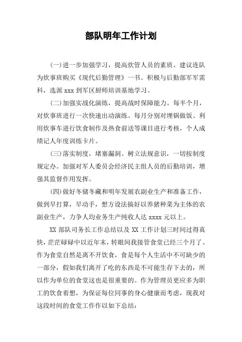 部队明年工作计划