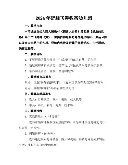 2024年野蜂飞舞教案幼儿园
