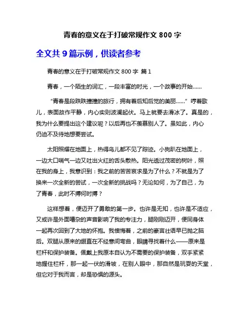青春的意义在于打破常规作文800字