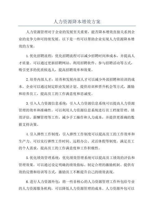 人力资源降本增效方案