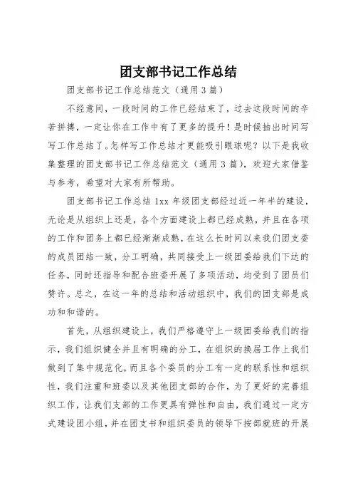 团支部书记工作总结
