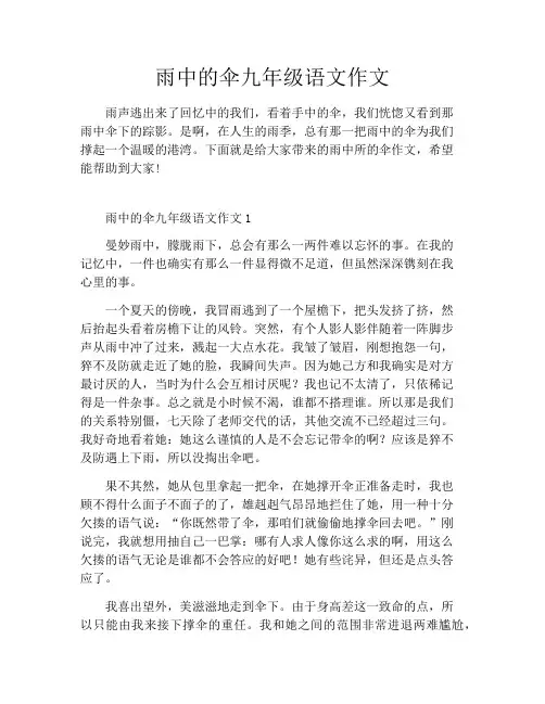 雨中的伞九年级语文作文