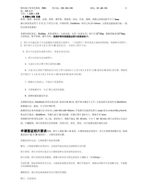签证相规格