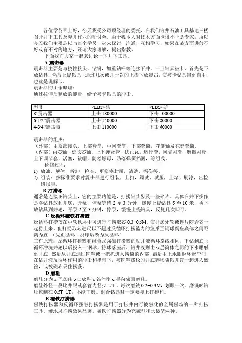 井下工具介绍