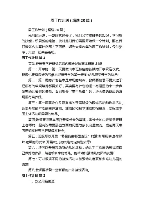 周工作计划（精选20篇）