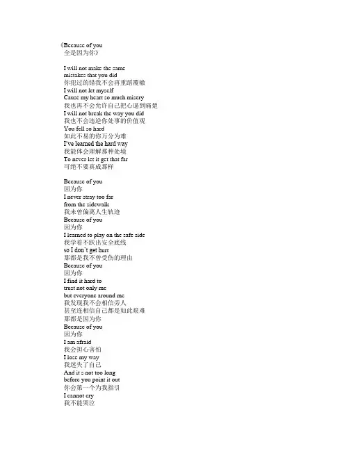 歌词翻译Because of you