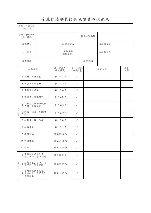 金属幕墙安装检验批质量验收记录 (2)