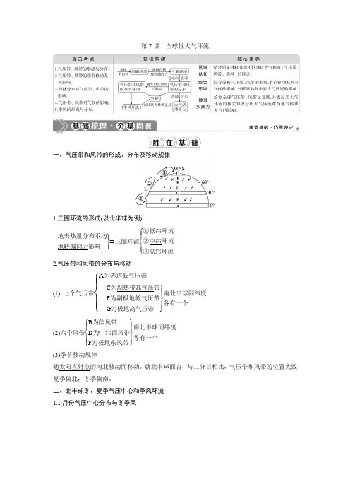 2021版高考地理(中图版)一轮复习教师用书：第7讲 全球性大气环流 Word版含答案