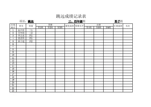 跳远成绩记录表