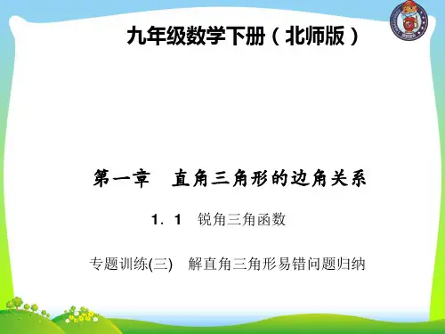 新北师大版九年级数学下册第一章《解直角三角形易错问题归纳》公开课课件.ppt