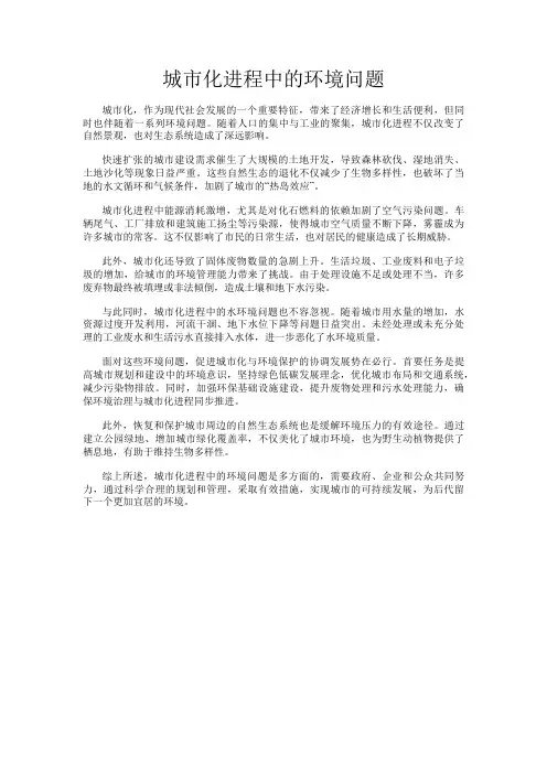 城市化进程中的环境问题