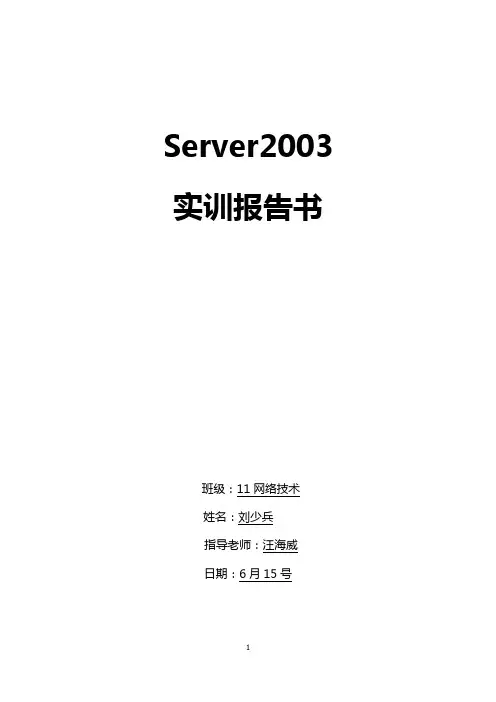 windows server 2003实训报告书
