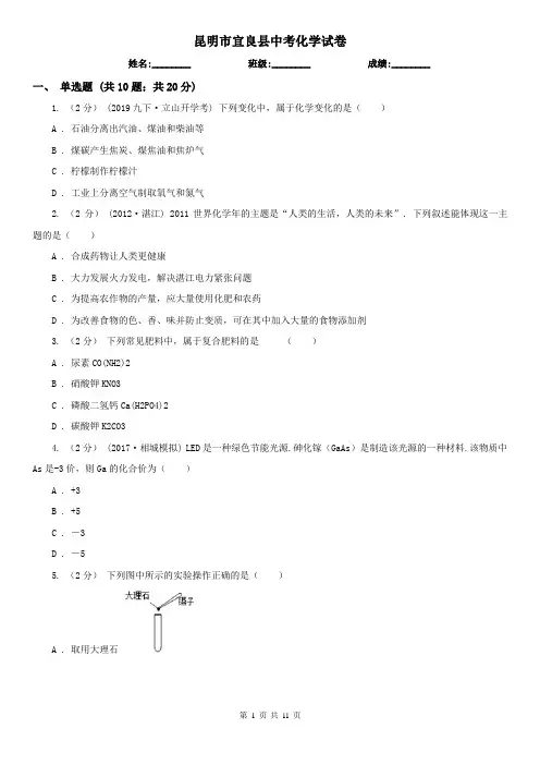 昆明市宜良县中考化学试卷