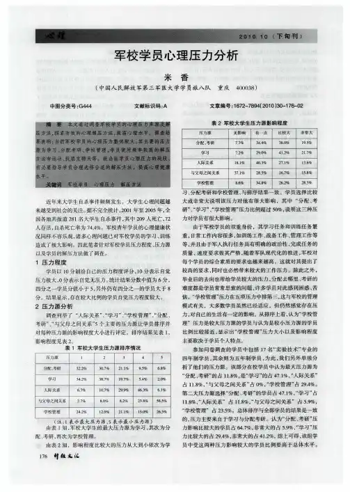 军校学员心理压力分析