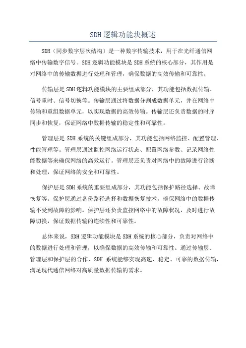 SDH逻辑功能块概述
